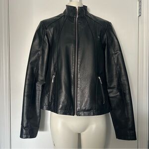 Lawrence Roy Vintage Leather Moto Bomber Jacket